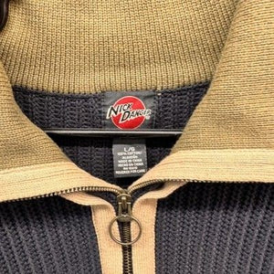 Nick Danger Sweater Mens Large Charcoal Quarter Zip Cotton Knit Contrast Collar 5