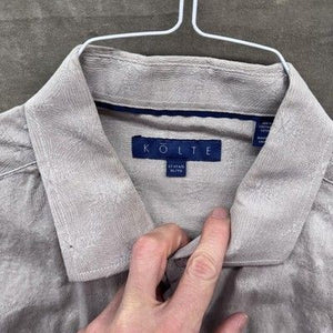 Kolte Shirt Mens XL Beige Textured Pattern Button Up Long Sleeve Dress Casual 3