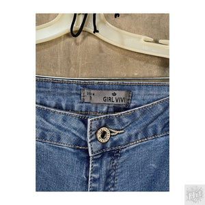 GIRL VIVI Straight Women's Jeans Size 5 Medium Wash Distressed 2