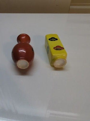 ANTIQUE JAPANESE MEIJI PAINTED POTTERY MINIATURE VASES 9CM 4