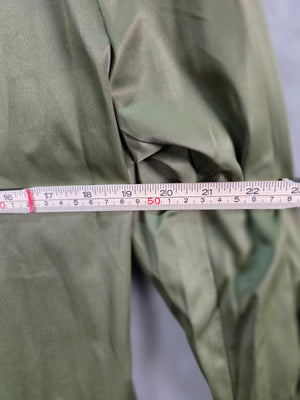 Military Style Olive Green Double Breasted Belted Trench Coat Size M 4