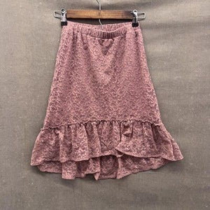 PLACE Skirt Girls Medium 7/8 Pink Lace Ruffle Hem Lined Stretch Nylon Polyester 4