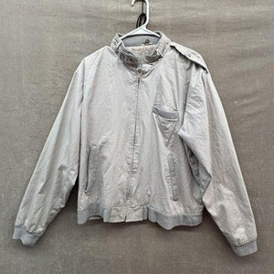 Windbreaker Jacket Mens Large Gray Bomber Full Zip Epaulets Ribbed Hem Pockets P 3