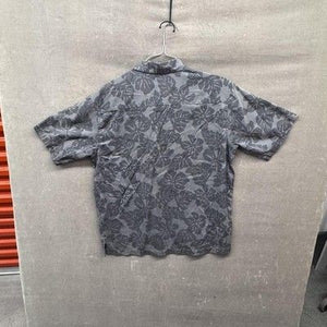 Dockers Shirt Mens Medium Gray Hawaiian Floral Button Up Short Sleeve Casual 5