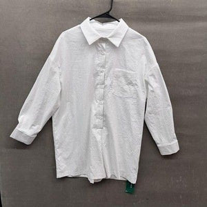 SHEIN EZWear Shirt Mens Medium White Long Sleeve Button Up Pocket Casual Top 2