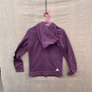 Adidas Hoodie Youth Small Purple Full Zip Sleeve Logo Athletic Sweatshirt 5
