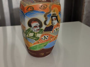Vintage Moriage Porcelain Vase Hand Painted Gold Trim 6 3/4 Inch Used 3