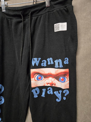 Chucky Wanna Play Cool Guys Black Graphic Jogger Sweatpants Size L 2