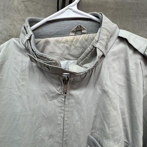 Windbreaker Jacket Mens Large Gray Bomber Full Zip Epaulets Ribbed Hem Pockets P 4
