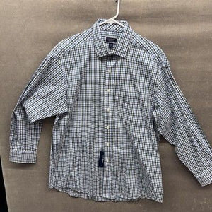 Club Room Shirt Mens 16.5 32/33 Blue Green Plaid Regular Fit Performance New 3
