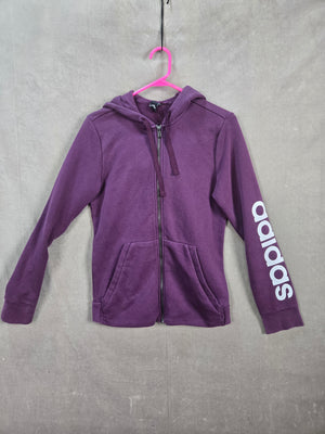 adidas Women's Purple Full Zip Logo Hoodie Sweatshirt Size L 1