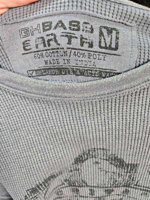 GH Bass Men's Light Blue Waffle Knit Graphic Long Sleeve T Shirt Size M 2