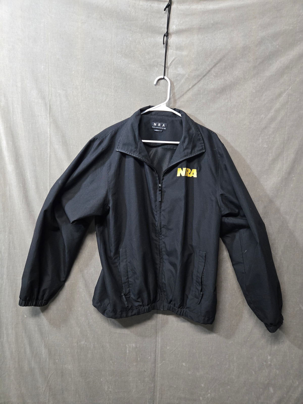 NRA Black Zipper Long Sleeve Collared Fall Winter Windbreaker Eagle