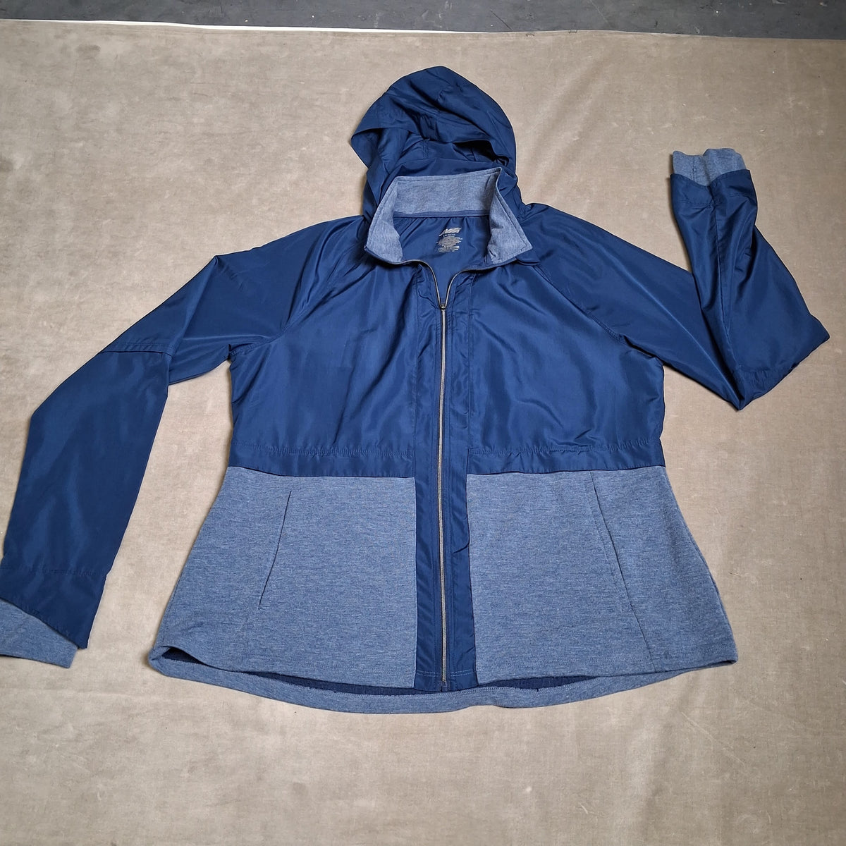 Avia Girls Navy Blue Colorblock Hooded Zip Jacket Size L 12-14