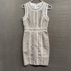 Calvin Klein Dress Womens Small Sleeveless Sheath Textured Trim Fitted Career 4