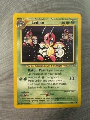 Pokemon Ledian 39/111 Neo Genesis 1st Edition Three Duplicates