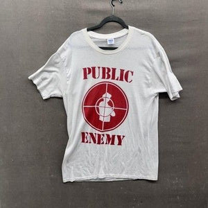 Vintage Public Enemy Shirt Mens XL White Slammer USA Rap Hip Hop Band Tee 90s 1