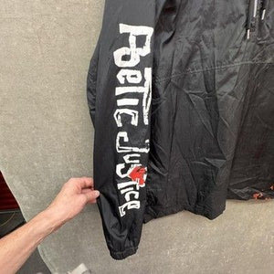 Poetic Justice Mens XL Black Half Zip Windbreaker Hooded Anorak Pre-Owned 4