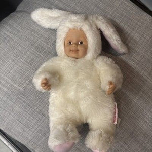 Vintage 1997 Anne Geddes 8" Baby Doll White Easter Bunny Rabbit Plush 4