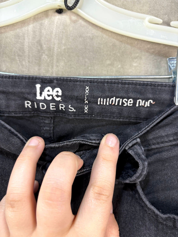 Lee Rider Black Denim Jeans 28 Bootcut Good Condition Five Pockets