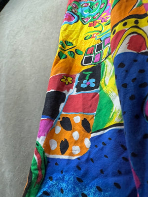 KWBL Los Angeles Women Pants Colorful Abstract Harem Size 14 Pre-Owned Elastic W 5