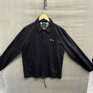 HUF Jacket Mens Large Black Penthouse Button Up Coach Floral Lined Embroidered 4