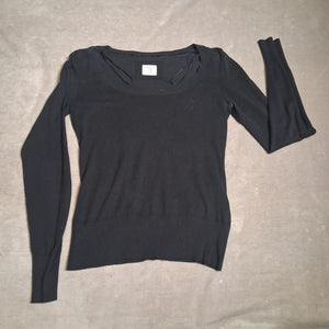 L.O.G.G. Womens Black Scoop Neck Long Sleeve Pullover Sweater Size M Pre-Owned 1