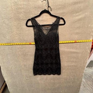 Armani Exchange Lace Tank Top Womens Petite 0 Black Sheer Lined Sleeveless Pre-O 3