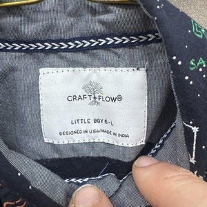 Craft Flow Shirt Boys Large Navy Zodiac Constellation Print Short Sleeve Pre-Own 5