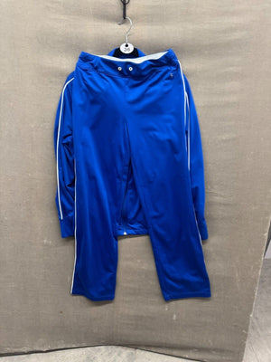DANSKIN NOW FITTED BLUE/WHITE TRIM JACKET SZ XL 16-18 #8774 & PANTS SZ SM 4-6 5