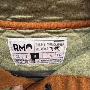 Rock Monkey Outfitters Pullover Mens Medium Green Quilted Quarter Snap Cotton 5