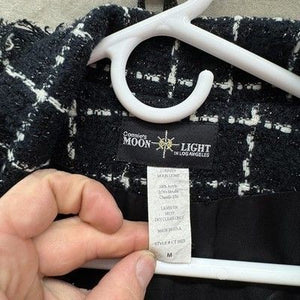 Womens Tweed Fringe Coat Medium Black White Pre-Owned Excellent Condition 5