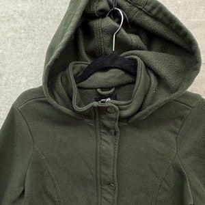 Miss ILI Jacket Womens Large Green Hooded Fleece Drawstring Waist Cargo Pockets 5