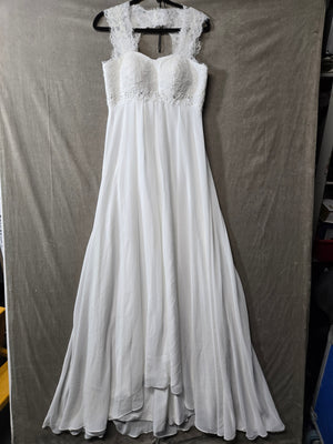 AbaoWedding Ivory Chiffon Wedding Dress Beaded Lace Bodice Lace-Up Back US 6 1