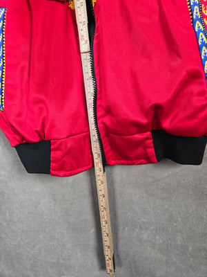 African Dashiki Print Red Bomber Jacket Unisex Zip Front Size M 5