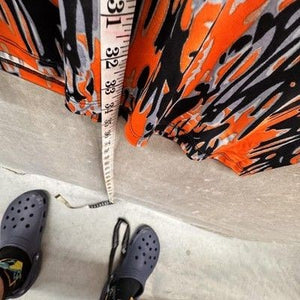 Veronica M Dress Womens Small Orange Black Abstract V Neck Elastic Waist Mini Pr 5