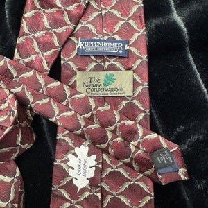 Kuppenheimer Tie Mens Silk Spinner Dolphin Nature Conservancy Leaf Pattern Rare 5