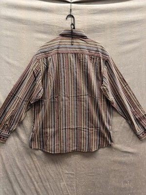 Visconti Black Shirt Mens XL Multicolor Geometric Stripe Button Front Dress 4