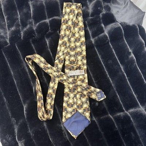 Cravattificio Di Siena Tie Mens Brown Gold Silk Geometric Made Italy 4 Inch Wide 2