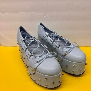 Pastel Blue Spiked Platform Creeper Shoes Silver Studded Lace Up Punk Harajuku 2