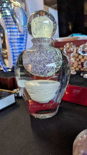 Jean Claude Novaro Vase Decanter Hand Signed Blown Glass 9 1/4 Inch Used 1