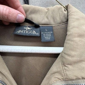 Antigua Pullover Jacket Mens Large Tan Quarter Zip Mesh Lined Pre-Owned Excellen 3