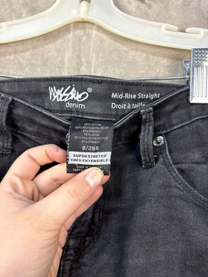 WILSONS Women's Black Denim Jeans Mid-Rise Straight Fit Size 6 28R Good Conditio 2