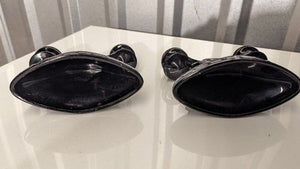 LE Smith Art Deco Double Candle Holders Black Amethyst Glass Used 5