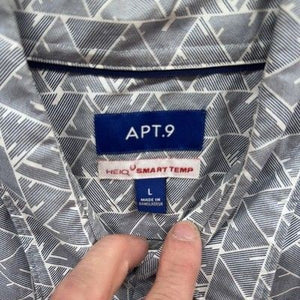 Apt. 9 Shirt Mens Large Blue White Geometric Short Sleeve Button Up Casual 3