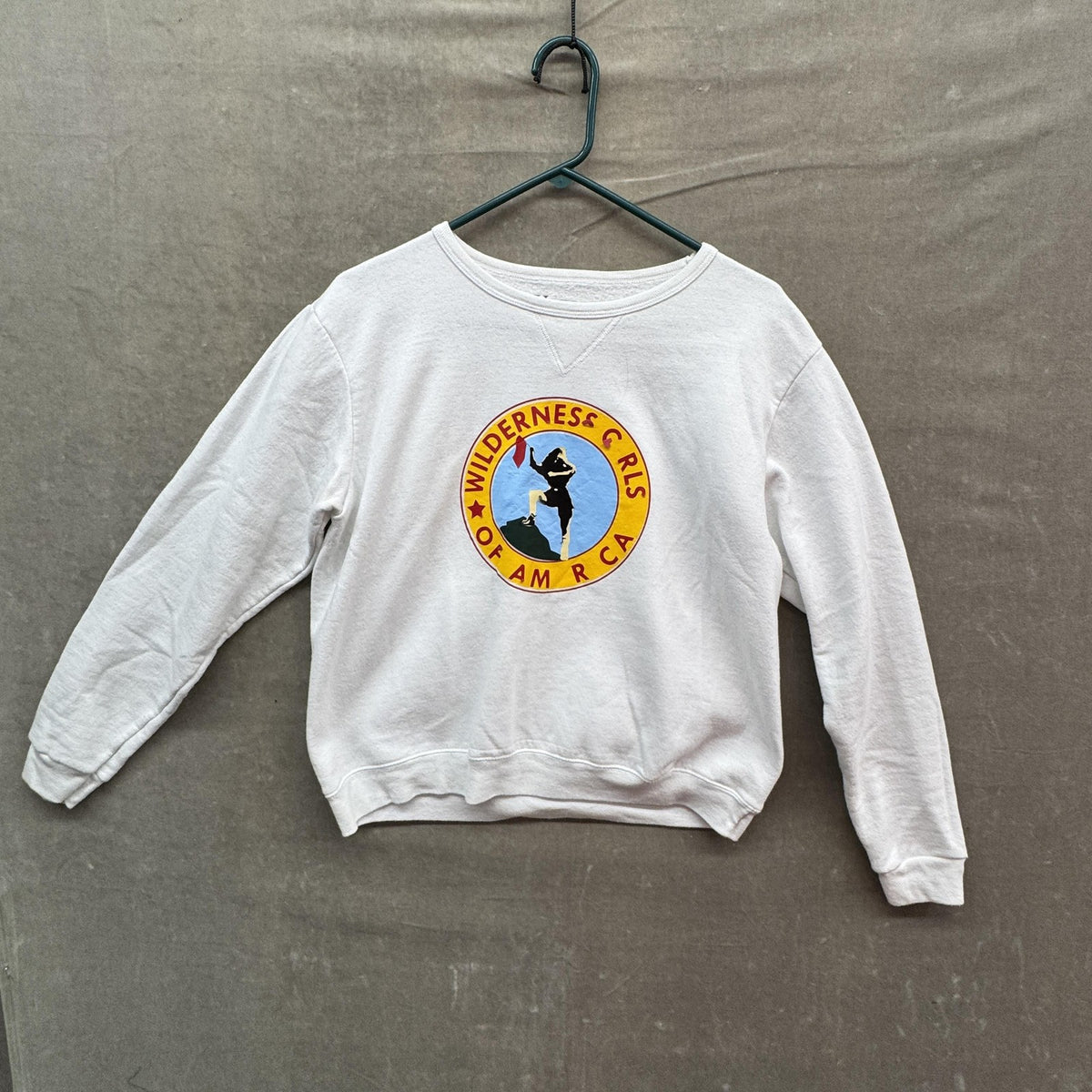 Hanes Sweatshirt Womens Medium White Wilderness Girls Graphic Crewneck Pullover